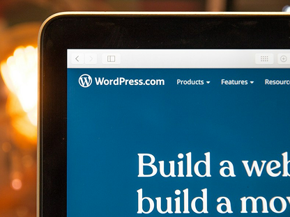 WordPress website displayed on a laptop